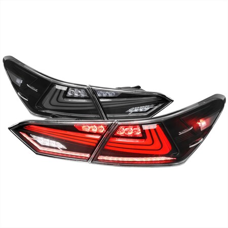 Spec-D Tuning LED TAIL LIGHTS WITH MATTE BLACK HOUSING AND CLEAR LENS, 2PK LT-CAM18JMLED-SQ-RS